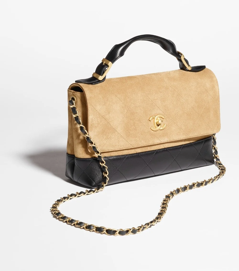 핸들 장식의 라지 플랩백 (29cm X 18cm X 8cm)