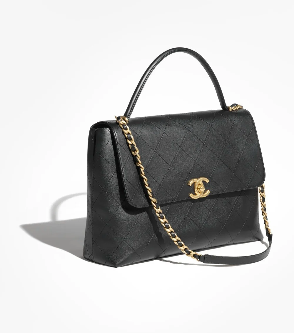 핸들 장식의 맥시 플랩백 (2color)