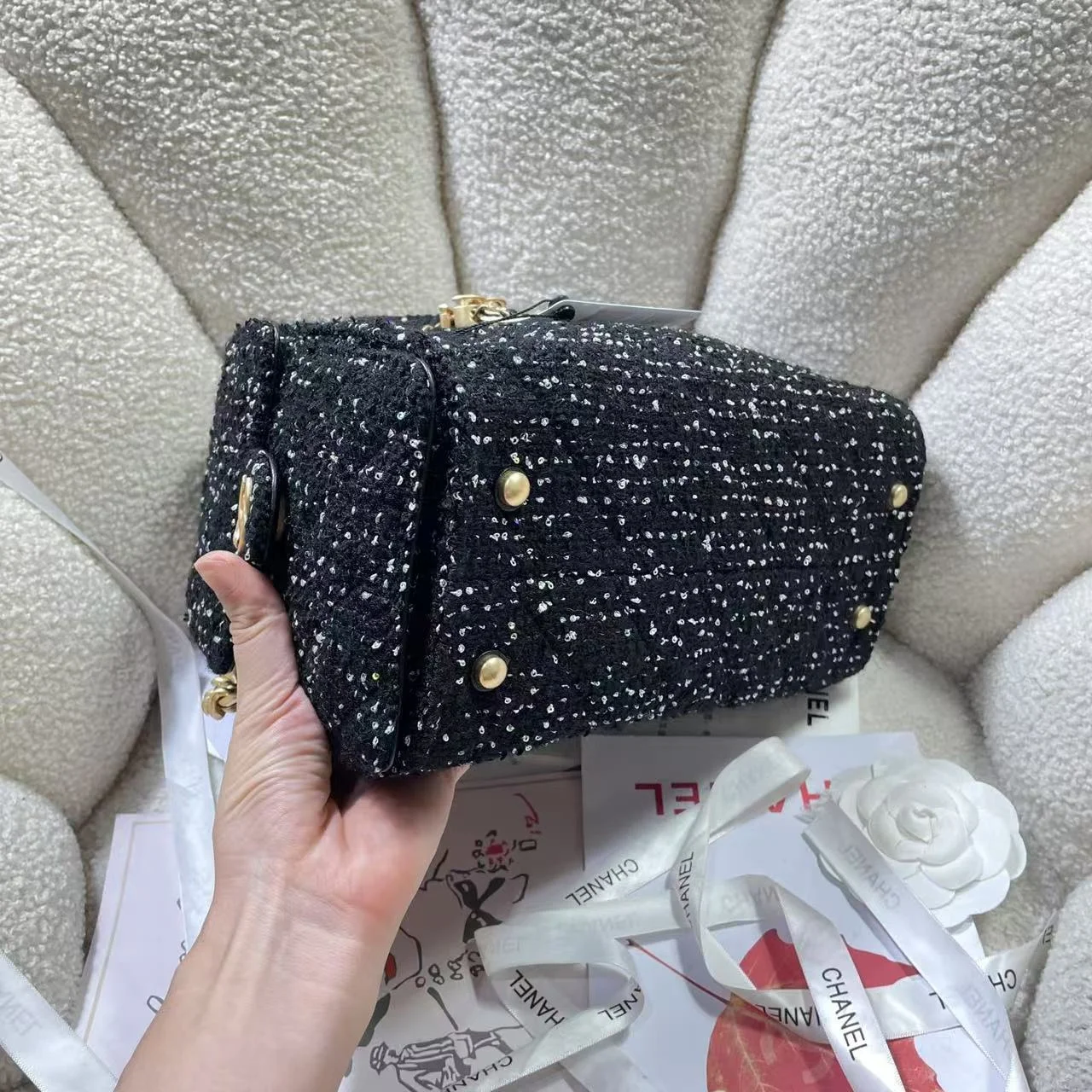 25c 뉴 호보백 스몰 블랙 트위드 상세