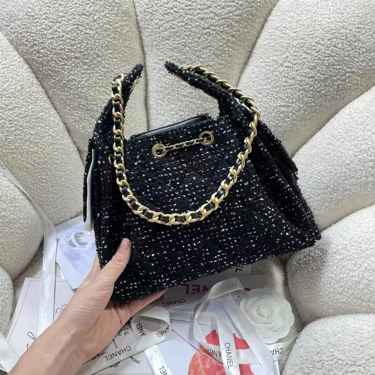 25c 뉴 호보백 스몰 블랙 트위드 상세