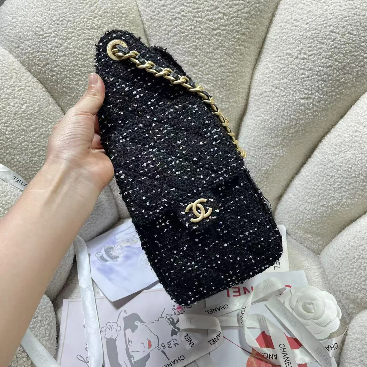 25c 뉴 호보백 스몰 블랙 트위드 상세