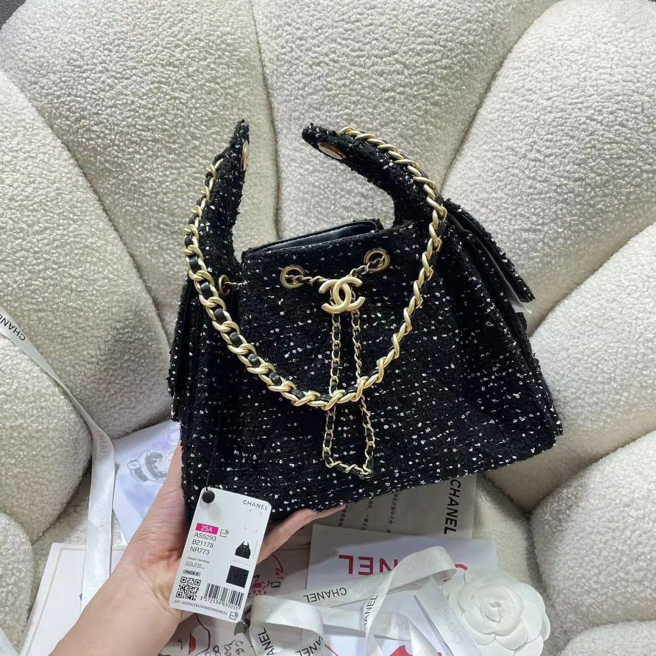 25c 뉴 호보백 스몰 블랙 트위드 상세