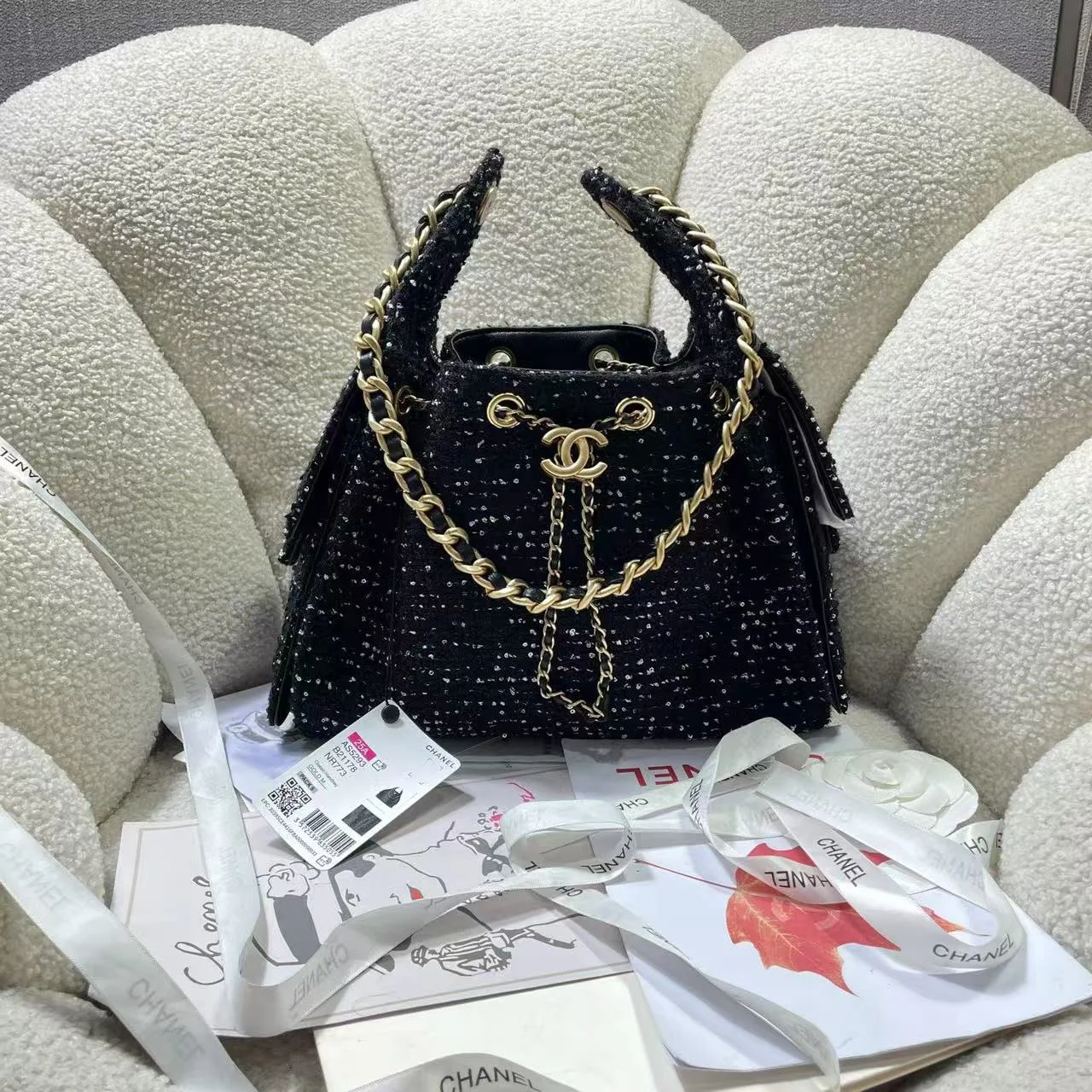 25c 뉴 호보백 스몰 블랙 트위드