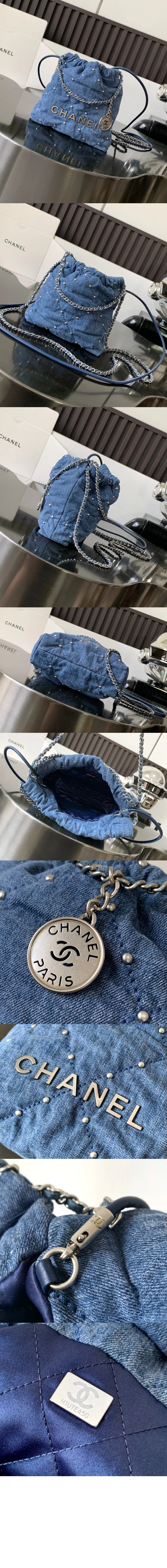 22백 데님 진주 미니(19cm X 20cm X 6cm) 상세