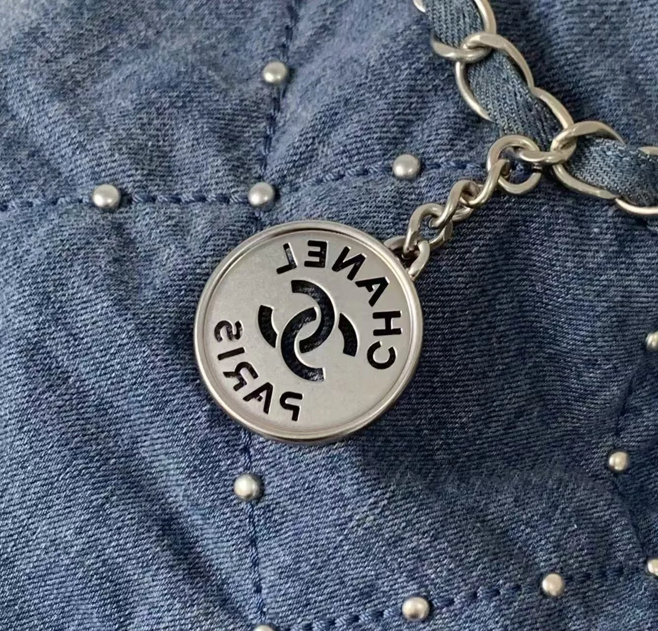 22백 데님 진주 스몰 (35cm X 37cm X 7cm) 상세